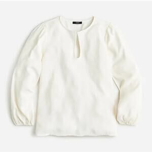 J. Crew Puff-Sleeve Satin Back Crepe Top Ivory medium NWT